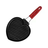 Lava Tel ve Silikon Saplı Izgara Tava -Kalp Şekilli- 22X23 cm Kırmızı ürün görseli 1