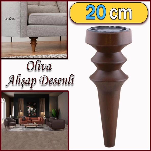 Oliva Mobilya Kanepe Koltuk Tv Ünitesi Baza Ayağı Zigon Orta Sehpası Ayak Ayakları 20 cm Ahşap Desen ürün görseli 1