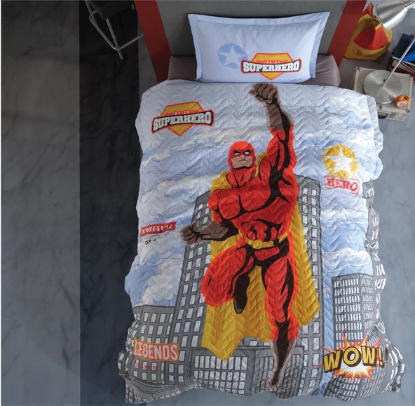 Clasy Genç Tek Kişilik Dört Mevsim Set Superhero Gri ürün görseli 1
