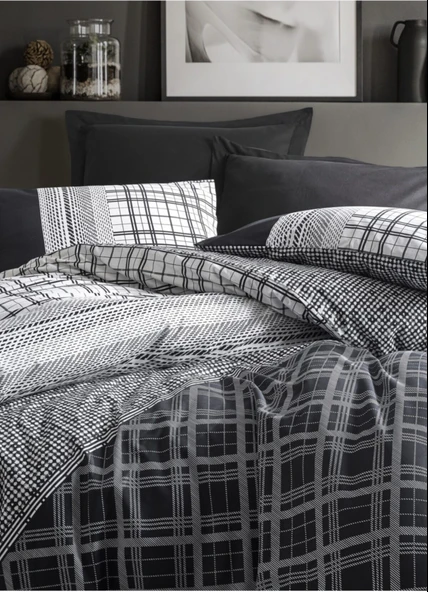 Cotton Box Masculine Çift Kişilik Nevresim Takımı Carlos Siyah ürün görseli 1