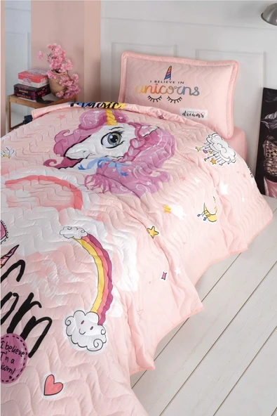 Clasy Ranforce Yatak Örtüsü Tek Kişilik Pink Dreams V1 Pudra ürün görseli 1