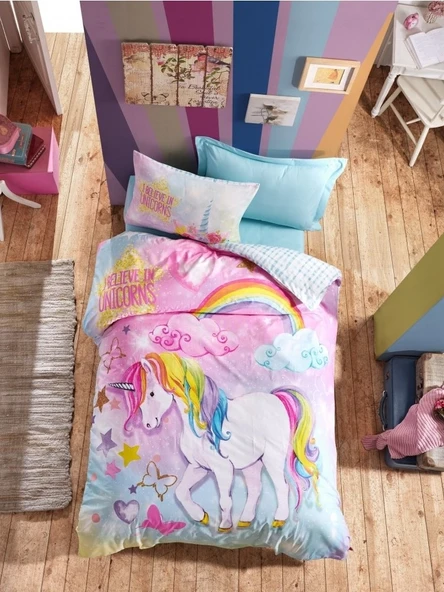 Cotton Box Junior Ranforce Tek Kişilik Nevresim Takımı Lastikli Dream Mint ürün görseli 1