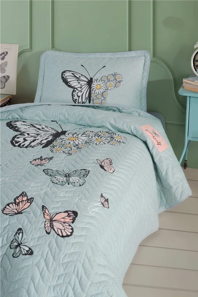 Clasy Tek Kişilik Genç Yatak Örtüsü Daisy Love Mint ürün görseli 1