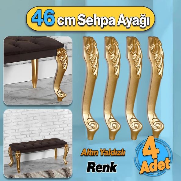 Zade Plastik Sehpa Ayağı 46 cm Altın Gold Renk 4 Adet Mobilya Zigon Çay Orta Sehpası Ayak Ayakları ürün görseli 1
