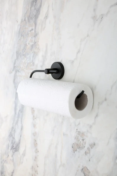 MultiStore Siyah Paslanmaz Kağıt Rulo Havluluk, Peçetelik Banyo Askısı ürün görseli 1