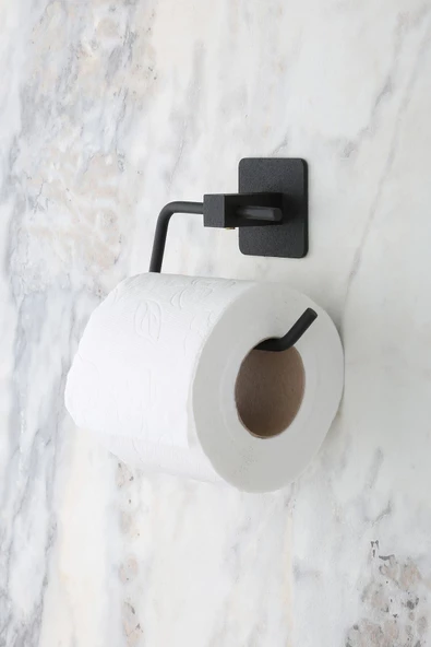 MultiStore Kare Yapışkanlı Siyah Açık Tuvalet Kağıtlığı Wc Kağıtlık Tutucu ürün görseli 1