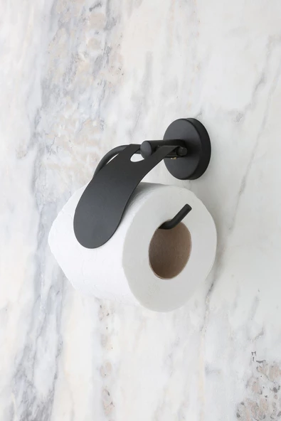 MultiStore Siyah Dar Kapaklı Tuvalet Kağıtlığı Wc Kağıtlık Tuvalet Kağıdı Askısı ürün görseli 1