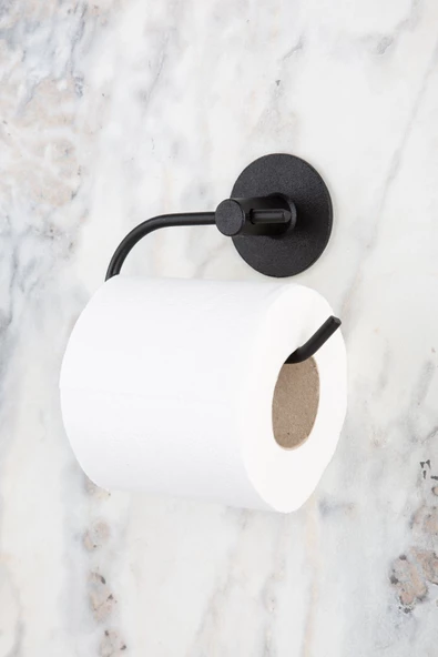 MultiStore Yuvarlak Yapışkanlı Siyah Açık Tuvalet Kağıtlığı Wc Kağıtlık Tutucu ürün görseli 1