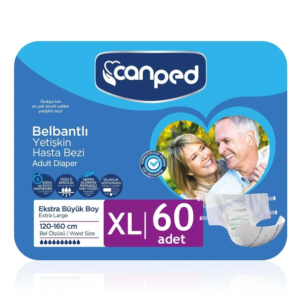 Canped Belbantlı Tekstil Yüzey Hasta Bezi XL- Extra Large Beden 60 Adet ürün görseli 1