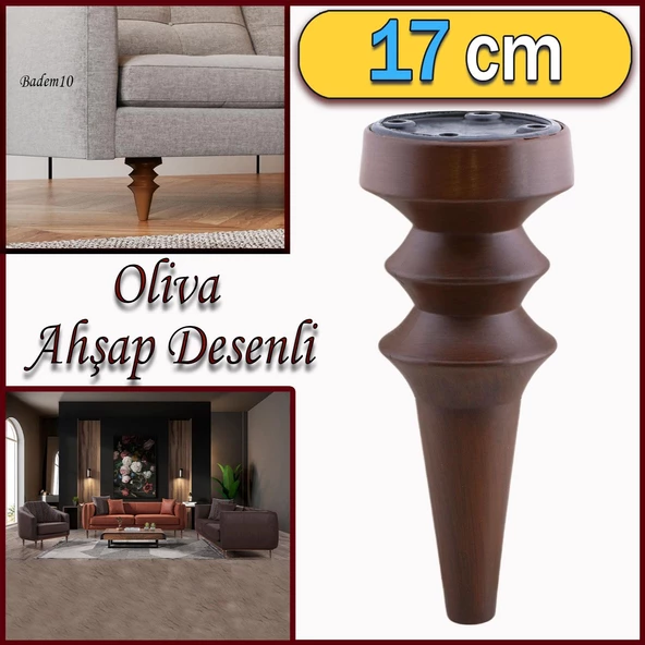Oliva Mobilya Kanepe Koltuk Tv Ünitesi Baza Ayağı Zigon Orta Sehpası Ayak Ayakları Ahşap Desen 17 cm ürün görseli 1
