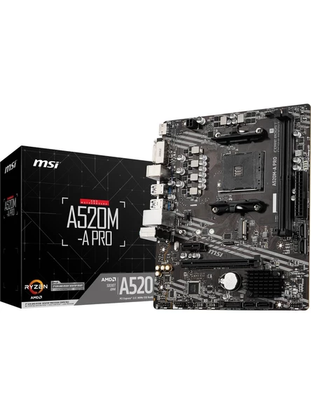MSI A520M-A Pro AMD AM4 DDR4 Micro ATX Anakart ürün görseli 1