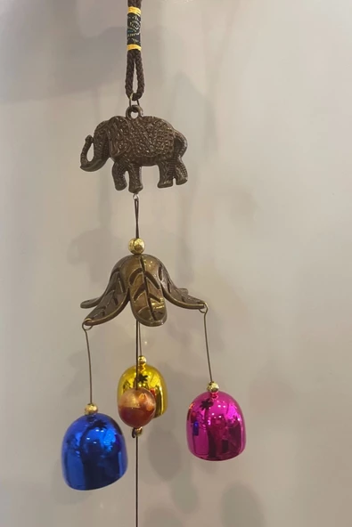 Deprem Zili Çanı Duvar Rüzgar Çanı Zili Feng Shui Ejderha Yılı Metal Çanlı Fil Objeli Renkli ürün görseli 1