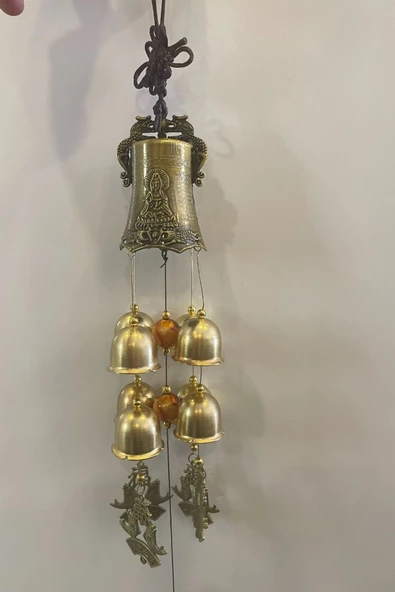 Deprem Zili Çanı Duvar Rüzgar Çanı Zili Feng Shui Ejderha Yılı Metal Borulu Budha Buda Ejderha Çift BalıkObjeli ürün görseli 1