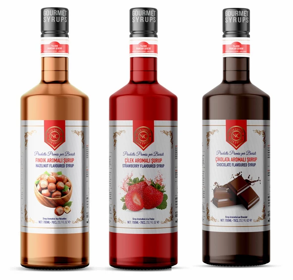 Nish Fındık, Çilek, Çikolata Aromalı Şurup 3x700 ML - Cam Şişe ürün görseli 1