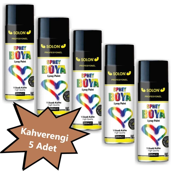 5 Adet Sprey Boya Kahverengi 200 ml ürün görseli 1