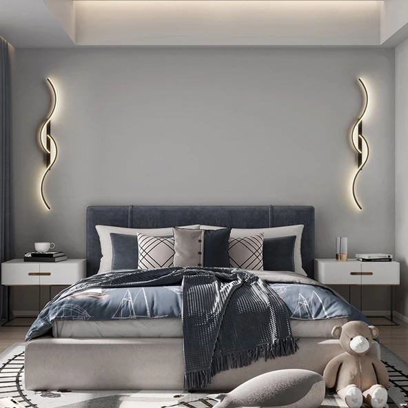 San Felipe / 2 'li Takım / Yatak Başı / Aplik / 120 cm / 3 Renk Işık / Antrasit Gövde ürün görseli 1
