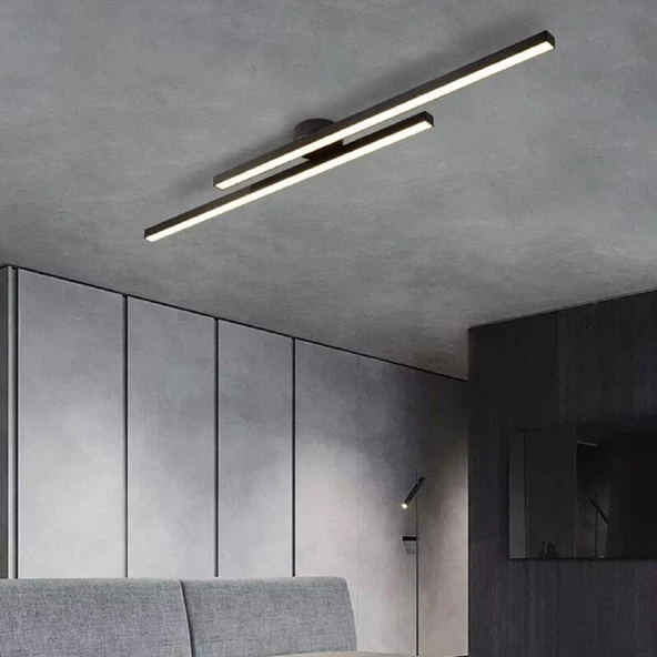 Aras / Plafonyer Avize / 120 cm / 2 Line / Antrasit Gövde / 3 Renkli Işık /3 Yıl Garanti ürün görseli 1