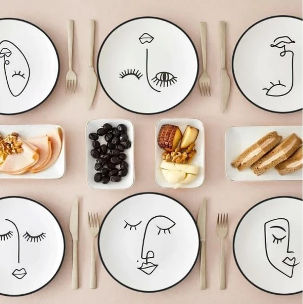 Kerman Home Face Seramik 6 lı Pasta Tabağı 20 cm ürün görseli 1