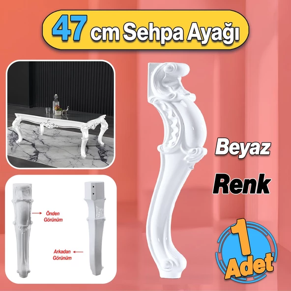 Valenta Plastik Sehpa Ayağı 47 cm Beyaz Renk 1 Adet Mobilya Zigon Çay Orta Sehpası Ayak Ayakları ürün görseli 1