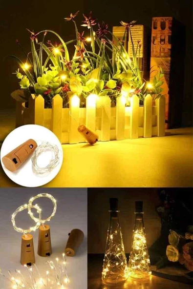 KULVARAVM 5 Adet Mantar Tıpa Led Peri Led Dekoratif Led 2mt Led ürün görseli 1