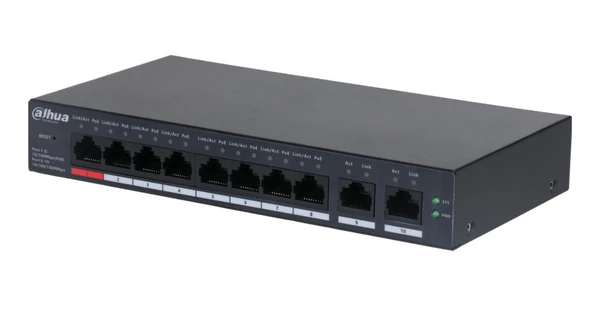 Dahua CS4010-8ET-110 8 Port PoE + 2 Port Gigaibt Uplink Yönetilebilir PoE  Switch 110W ürün görseli 1