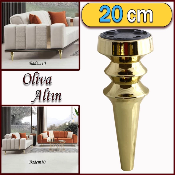 Oliva Mobilya Kanepe Koltuk Tv Ünitesi Baza Ayağı Zigon Orta Sehpası Ayak Ayakları 20 cm Altın ürün görseli 1