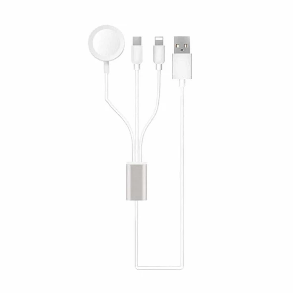iPhone  Akıllı Saat 3 in 1 Lightning-Type-C-Wireless USB Şarj Kablosu - Resim 2