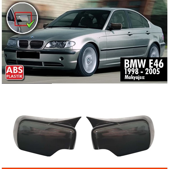 BMW E46 SEDAN-COUPE 1998-2005 UYUMLU PARLAK SİYAH BATMAN AYNA KAPAĞI ürün görseli 1