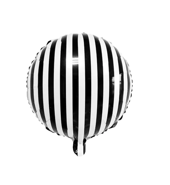 Siyah Beyaz Çizgili Yuvarlak Folyo Balon 18 inç ürün görseli 1