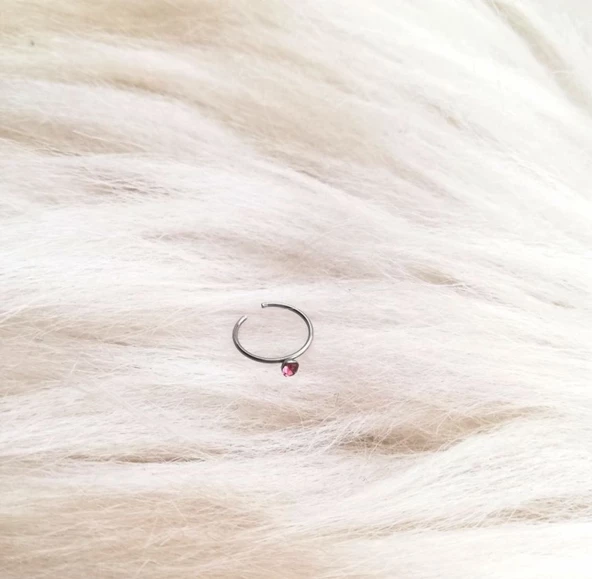 Açık Pembe Taşlı Burun Piercingi ürün görseli 1