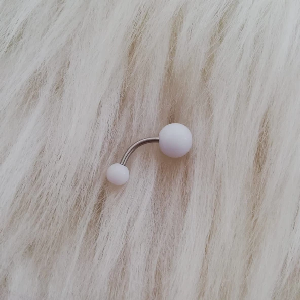 Mat Beyaz Göbek Piercingi ürün görseli 1