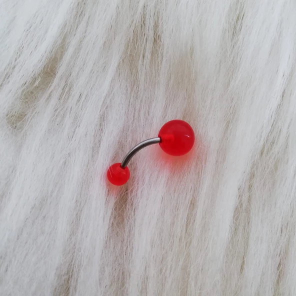 Şeffaf  Kırmızı Göbek Piercingi ürün görseli 1