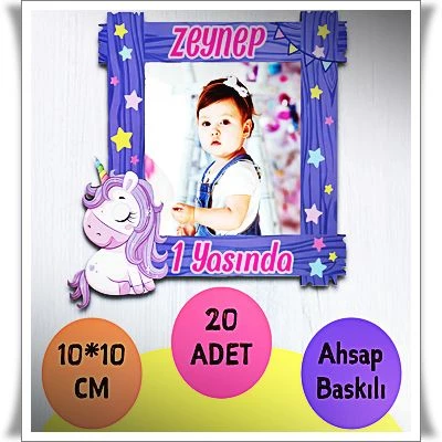 Bebek Çocuk Doğum Günü Resimli Ahşap Magnet 20 Adet a5 ürün görseli 1