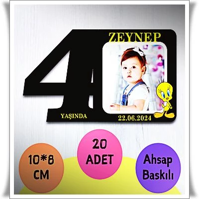 Bebek Çocuk Doğum Günü Resimli Ahşap Magnet 20 Adet a7 ürün görseli 1