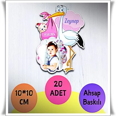 Bebek Çocuk Doğum Günü Resimli Ahşap Magnet 20 Adet a8 ürün görseli 1