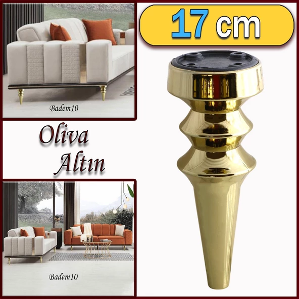 Oliva Mobilya Kanepe Koltuk Tv Ünitesi Baza Ayağı Zigon Orta Sehpası Ayak Ayakları Altın 17 cm ürün görseli 1