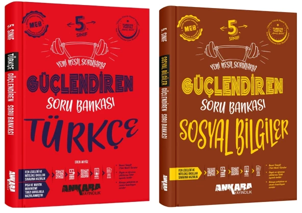 Ankara 2025 5. Sınıf Türkçe + Sosyal Bilgiler Güçlendiren Soru Bankası Seti 2 Kitap Güncel Müfredat ürün görseli 1