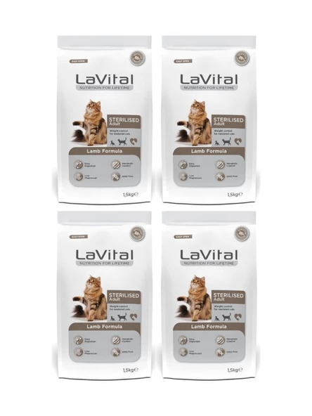 Lavital Kuzulu Kısırlaştırılmış Kuru Kedi Mamasi 1.5 Kg*4 Adet ürün görseli 1