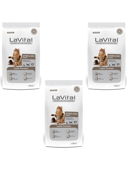 Lavital Sterilised Kuzulu Kısırlaştırılmış Kuru Kedi Mamasi 1.5 Kg*3 Adet ürün görseli 1