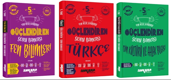 Ankara 2025 5. Sınıf Fen Bilimleri + Türkçe + Din Kültürü Güçlendiren Soru Bankası Seti 3 Kitap Güncel Müfredat ürün görseli 1