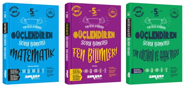 Ankara 2025 5. Sınıf Matematik + Fen Bilimleri + Din Kültürü Güçlendiren Soru Bankası Seti 3 Kitap Güncel Müfredat ürün görseli 1