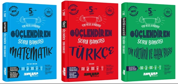 Ankara 2025 5. Sınıf Matematik + Türkçe + Din Kültürü Güçlendiren Soru Bankası Seti 3 Kitap Güncel Müfredat ürün görseli 1
