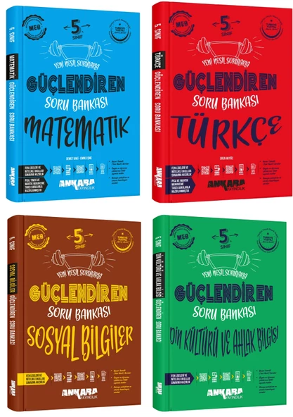 Ankara 2025 5. Sınıf Matematik + Türkçe + Sosyal + Din Kültürü Güçlendiren Soru Seti 4 Kitap Güncel Müfredat ürün görseli 1