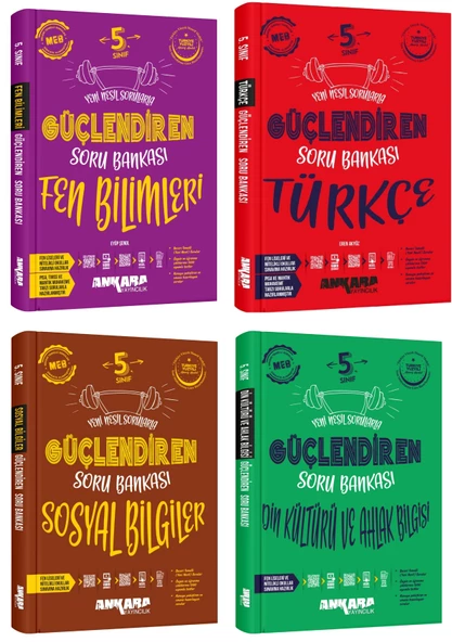 Ankara 2025 5. Sınıf Fen Bilimleri + Türkçe + Sosyal + Din Kültürü Güçlendiren Soru Seti 4 Kitap Güncel Müfredat ürün görseli 1