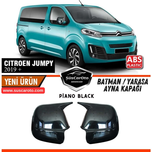 Citroen Jumpy 2019 Sonrası Uyumlu Batman Yarasa Ayna Kapağı Piano Black ABS Plastik Sağ Sol Takım ürün görseli 1