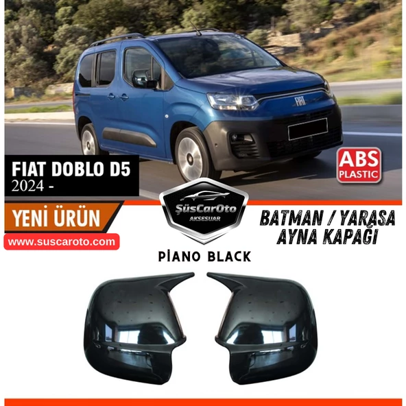 Fiat Doblo D5 2023 Sonrası Uyumlu Batman Yarasa Ayna Kapağı Piano Black ABS Plastik Sağ Sol Takım ürün görseli 1