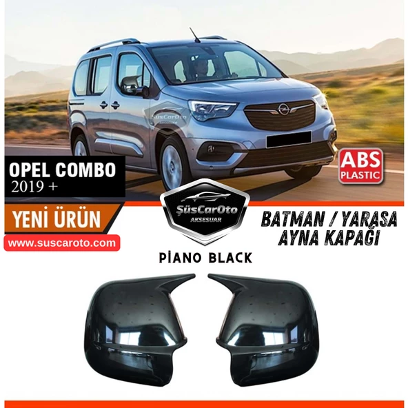 Opel Combo 2019 Sonrası Uyumlu Batman Yarasa Ayna Kapağı Piano Black ABS Plastik Sağ Sol Takım ürün görseli 1