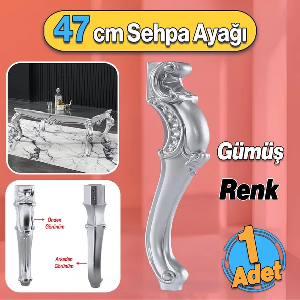 Valenta Plastik Sehpa Ayağı 47 cm Gümüş Gri Renk 1 Adet Mobilya Zigon Çay Orta Sehpası Ayak Ayaklar ürün görseli 1