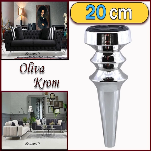 Oliva Mobilya Kanepe Koltuk Tv Ünitesi Baza Ayağı Zigon Orta Sehpası Gümüş Ayak Ayakları 20 cm Krom ürün görseli 1