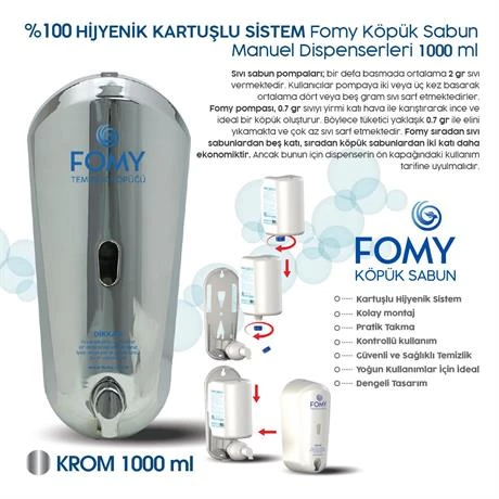 FOMY Köpük Sabun Krom Dispenser 1000 ml - Resim 2